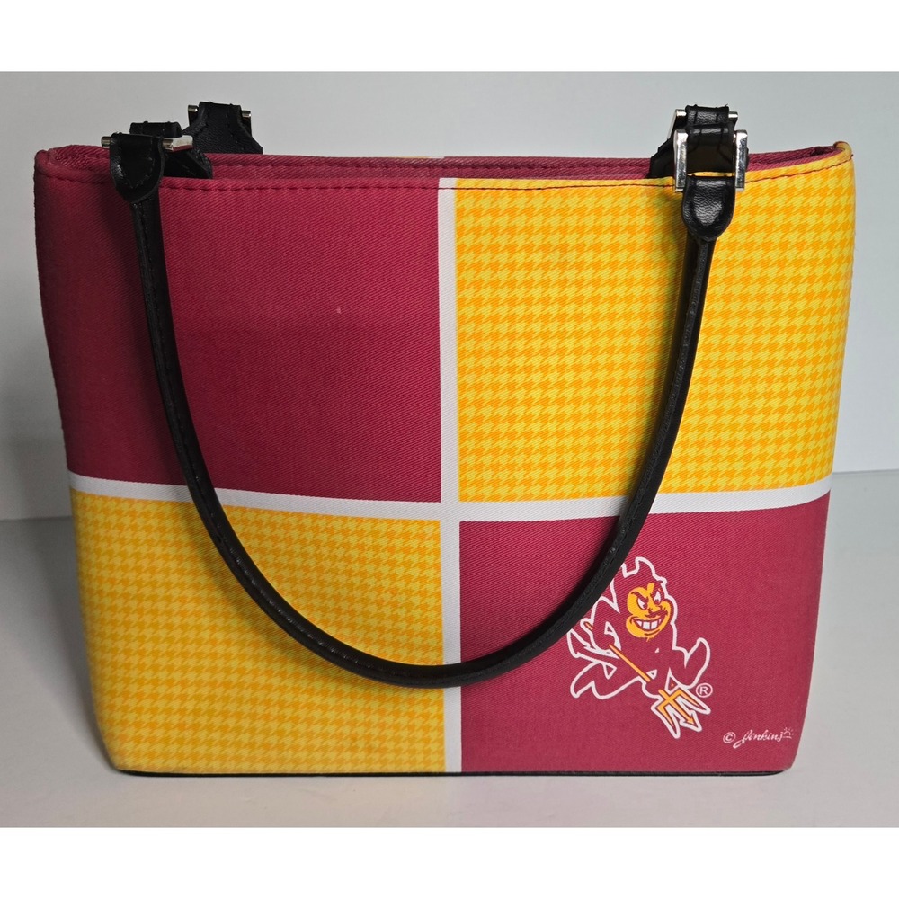 Arizona State Sun Devils ASU Tote Bag Maroon Gold‎ Houndstooth Sparky Shoulder
